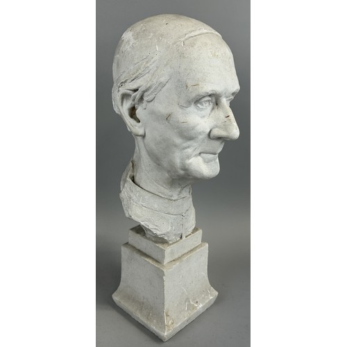 609 - A PLASTER SCULPTURAL BUST OF A POPE 52cm H