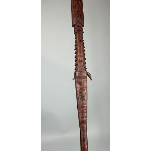 642 - AN OCEANIC CEREMONIAL SPEAR, POSSIBLY FIJIAN OR TONGIAN 185cm L