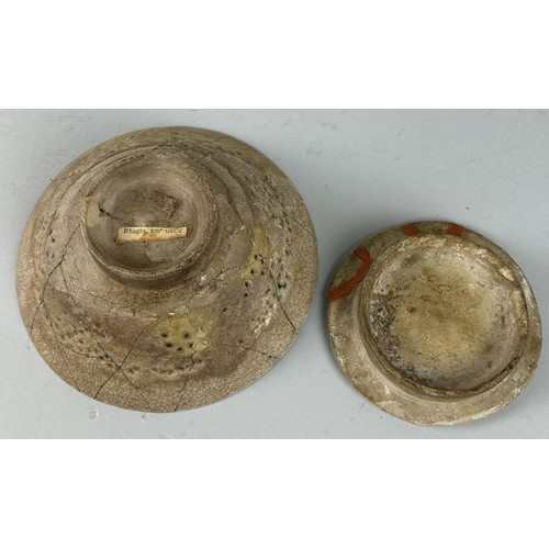 639 - TWO PERSIANS STONEWARE DISHES PROBABLY 13TH CENTURY Largest 19cm D