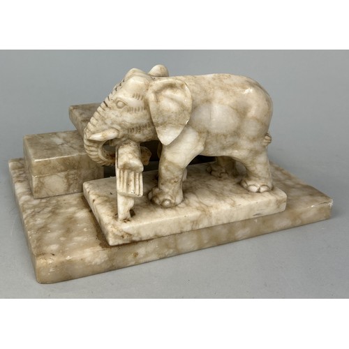 663 - A 1960'S RUSSIAN MARBLE 'ELEPHANT' INKSTAND 26cm x 18cm