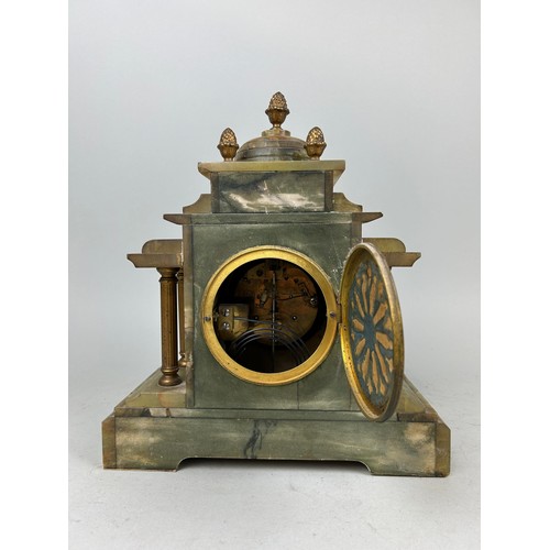 664 - AN ONYX MANTEL CLOCK BY GB.E 32cm x 29cm x 13cm