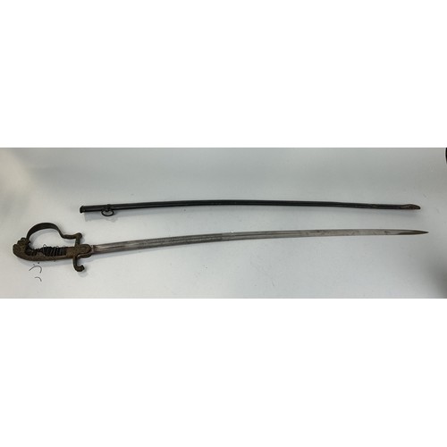 658 - AN ANTIQUE DRESS SWORD WITH LION HEAD HANDLE 102cm L