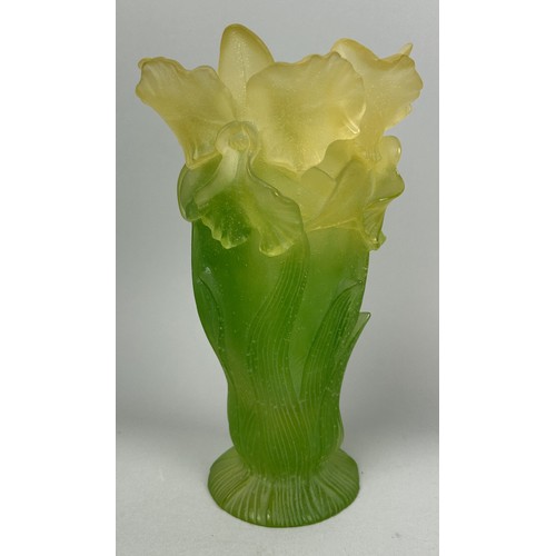 665 - A DAUM GLASS 'ORCHID' VASE 21cm H