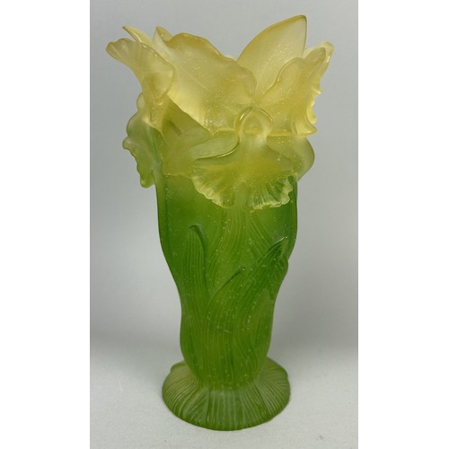 665 - A DAUM GLASS 'ORCHID' VASE 21cm H