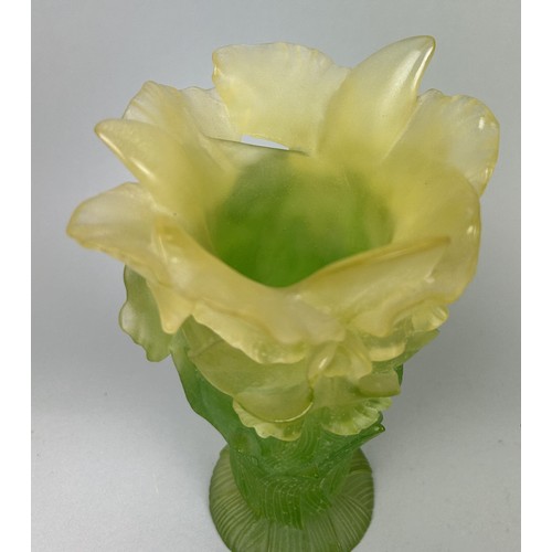 665 - A DAUM GLASS 'ORCHID' VASE 21cm H