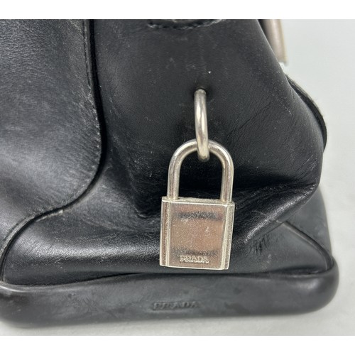 691 - A PRADA BLACK LEATHER HAND BAG 40cm x 30cm