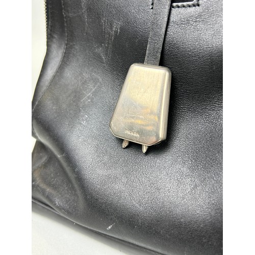 691 - A PRADA BLACK LEATHER HAND BAG 40cm x 30cm