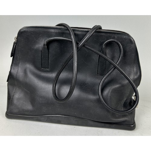 691 - A PRADA BLACK LEATHER HAND BAG 40cm x 30cm