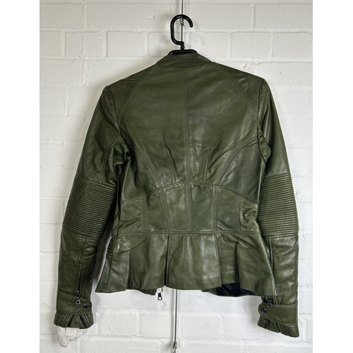 704B - A HALLE BERRY WORN GREEN LEATHER JACKET FROM 'THE UNION' NETFLIX FILM 57cm L Sticker inside 'Roxanne... 