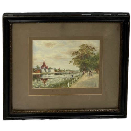 763A - MG TUN HLA (BURMESE 1874-1946): A WATERCOLOUR PAINTING ON PAPER DEPICTING THE MANDALAY MOAT IN BURMA... 