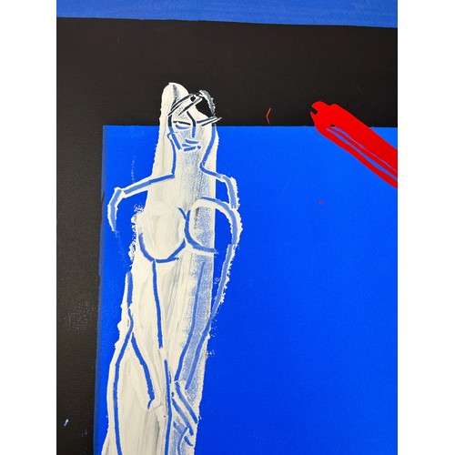 760 - BRUCE MCLEAN (SCOTTISH B.1944): A SCREENPRINT 'WHITE WOMAN GREY MAN RED LINO' 100.5cm x 79.5cm Signe... 