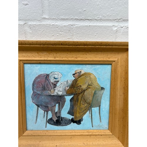 815 - CHARLES BURLAND: TWO OIL PAINTINGS ON BOARD One titled 'The bacon roll', the other 'Little comment'.... 