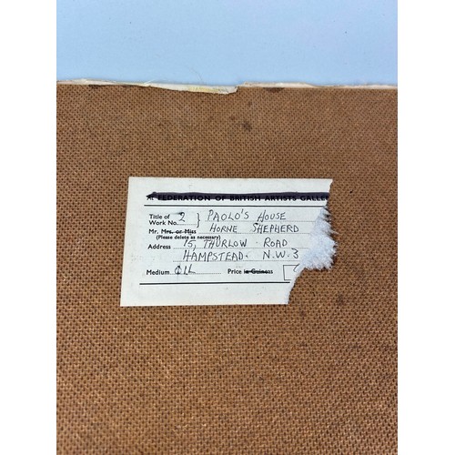 820 - SIDNEY HORNE SHEPHERD (1909-1993): AN OIL PAINTING ON BOARD TITLED 'PAOLO'S HOUSE' Label to verso. 6... 