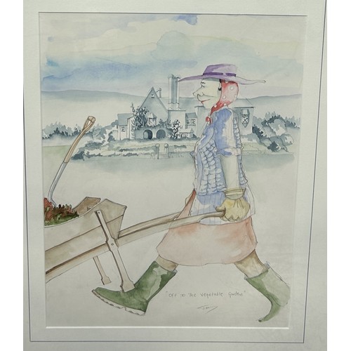 838 - TIM BULMER: A PAIR OF WATERCOLOUR PAINTINGS DEPICTING FIGURES Signed in pencil. 39cm x 29cm Framed a... 