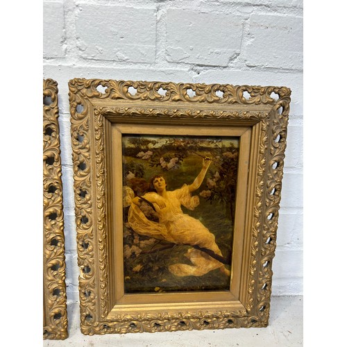 902 - A PAIR OF VICTORIAN CRYSTOLEUMS (2) Mounted in orante gilt wood frames. Frame 38cm x 30cm each.