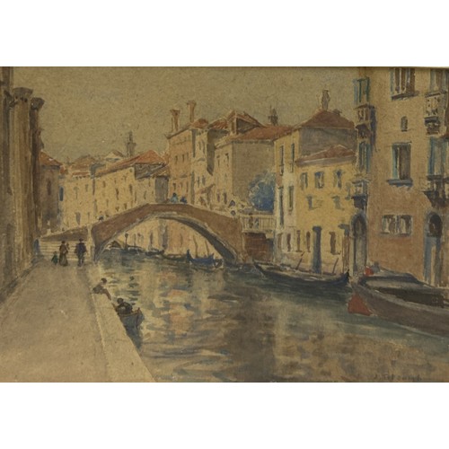 959 - J.TITCOMB: A WATERCOLOUR PAINTING ON PAPER DEPICTING A VIEW OF VENICE Signed, labelled to verso. 35c... 