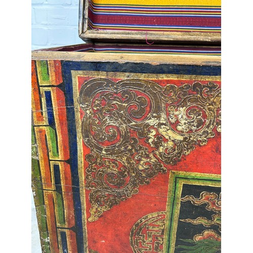 1007 - A LARGE PAINTED TIBETAN 'DRAGON' CHEST POSSIBLY 18TH CENTURY 128cm x 95cm x 45cm