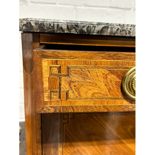 1027 - A 19TH CENTURY FRENCH SECRETAIRE WITH MARBLE TOP 139cm x 79cm x 38 cm