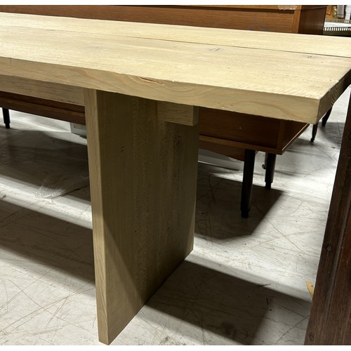 1035 - AN OLD PINE JORIS VAN APERS DINING ROOM TABLE 270 x 81 x 76 cm