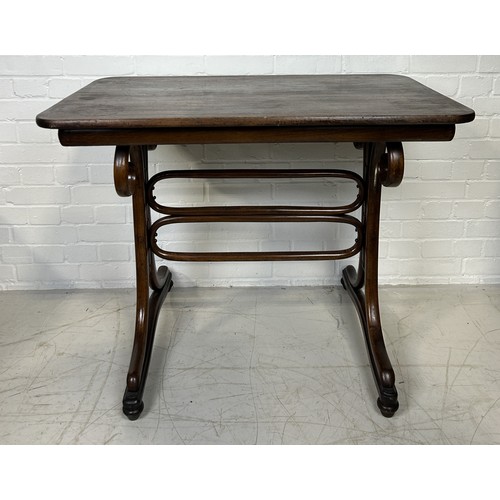 1043 - A 19TH CENTURY TABLE ATTRIBUTED TO THONET BENTWOOD 98cm x 78cm 60cm