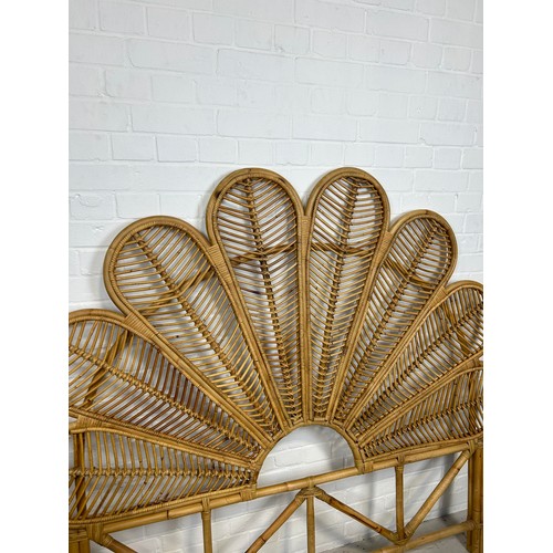 1048 - A DECORATIVE RATTAN HEADBOARD 152cm x 146 cm