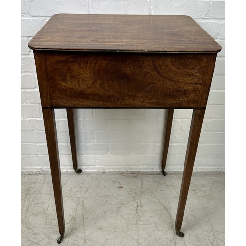 1057 - A GEORGIAN MAHOGANY SIDE TABLE With two drawers on four tapering legs. 78cm x 50cm x 40cm