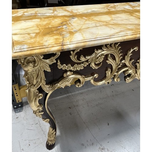 1055C - PROPERTY FROM THE QATAR EMBASSY: A LOUIS XVI STYLE COMMODE WITH MARBLE TOP 175cm x 88cm x 52cm