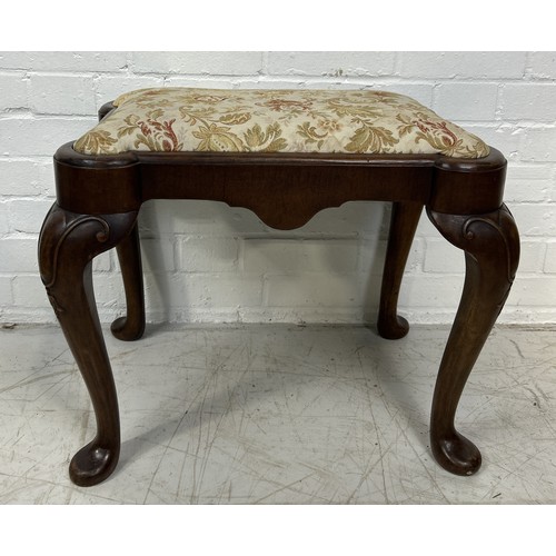 1065 - A VICTORIAN GEORGIAN WALNUT STOOL WITH UPHOLSTERED SEAT 54cm x 42cm x 36cm