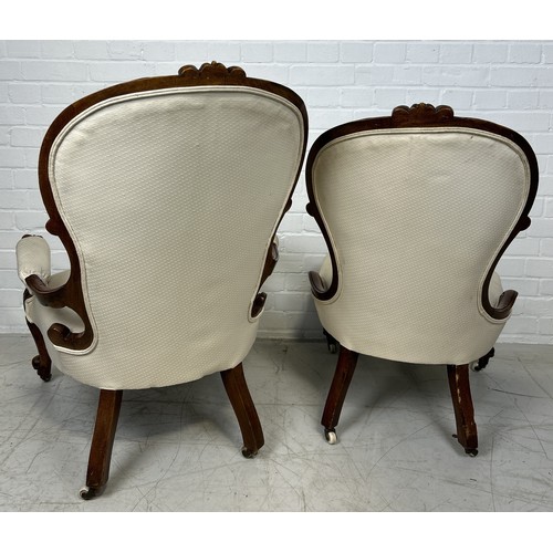 1076 - TWO VICTORIAN SPOONBACK ARMCHAIRS Largest 105cm x 80cm x 75cm