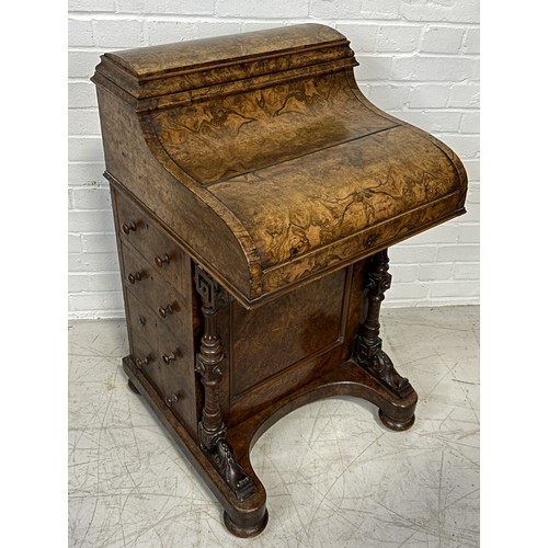 1084 - A VICTORIAN WALNUT POP UP DAVENPORT With weight. 92cm x 55cm x 55cm