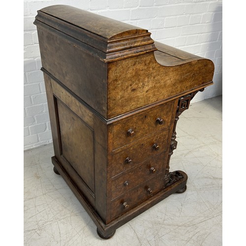 1084 - A VICTORIAN WALNUT POP UP DAVENPORT With weight. 92cm x 55cm x 55cm