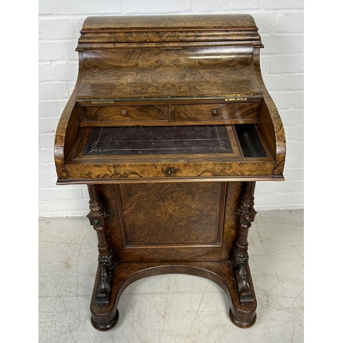 1084 - A VICTORIAN WALNUT POP UP DAVENPORT With weight. 92cm x 55cm x 55cm