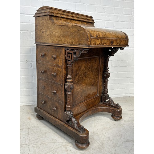 1084 - A VICTORIAN WALNUT POP UP DAVENPORT With weight. 92cm x 55cm x 55cm