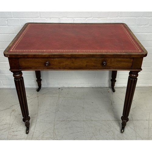 1092 - A VICTORIAN MAHOGANY DESK IN THE MANNER OF GILLOWS 85cm x 72cm x 54cm With single sliding drawer and... 