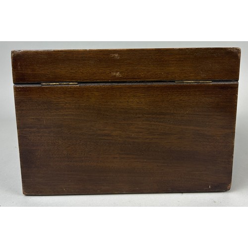 1110 - A 19TH CENTURY SHERATON REVIVAL STATIONARY BOX WITH MARQUETRY INLAID OVAL PATERA 23cm x 17cm x 13cm