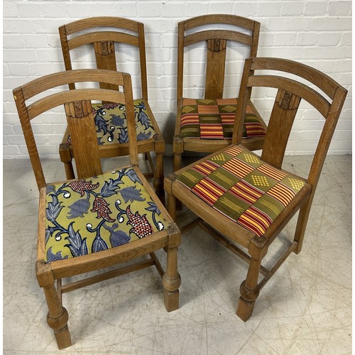 1122B - A SET OF FOUR 1930'S OAK DINING CHAIRS 86cm x 49cm x 48cm each.