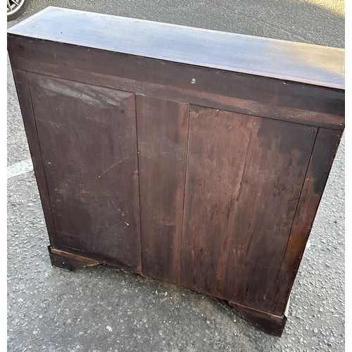 1137 - AN ANTIQUE BUREAU WITH MARQUETRY INLAY 103cm x 95cm x 45cm