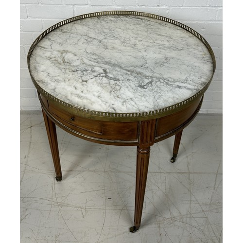 1154 - AN 19TH CENTURY FRENCH WALNUT CIRCLE SIDE TABLE, IN THE STYLE OF 18TH CENTURY WITH MARBLE TOP 72 x 6... 