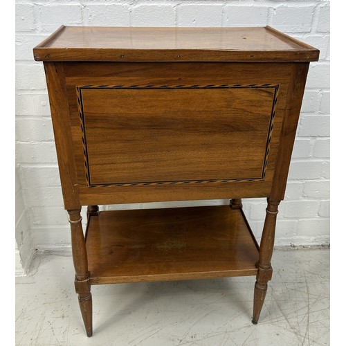 1155 - A 19TH CENTURY BEDSIDE TABLE WITH PARQUETRY INLAY 73cm x 49cm x 31 cm