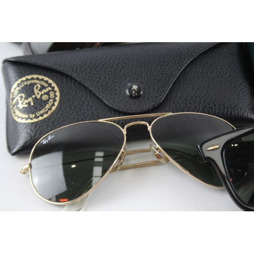 1165 - A COLLECTION OF DESIGNER RAYBAN SUNGLASSES INCLUDING CASES (5)