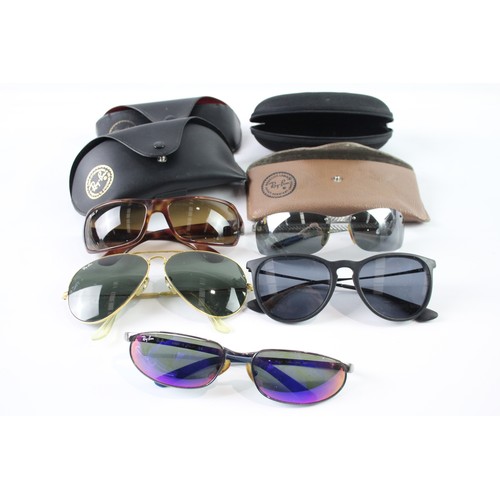 1166 - A VARIETY OF DESIGNER RAYBAN SUNGLASSES INCLUDING CASES (5)