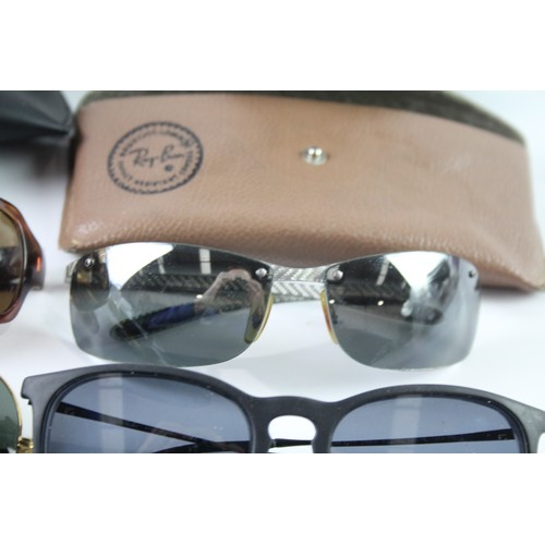 1166 - A VARIETY OF DESIGNER RAYBAN SUNGLASSES INCLUDING CASES (5)