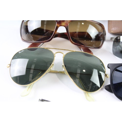 1166 - A VARIETY OF DESIGNER RAYBAN SUNGLASSES INCLUDING CASES (5)