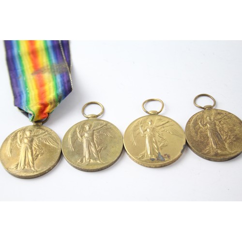 1182 - FOUR WW1 VICTORY MEDALS, PTE HAFFIELD, PTE PENNIE MGC, PTE GRAY AND PTE HUNT ASC (4)