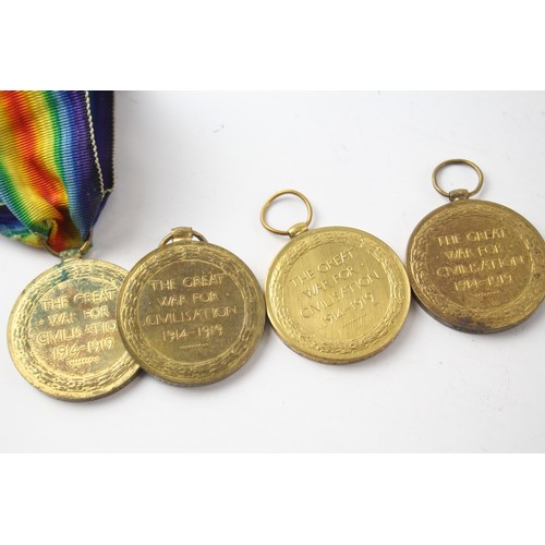 1182 - FOUR WW1 VICTORY MEDALS, PTE HAFFIELD, PTE PENNIE MGC, PTE GRAY AND PTE HUNT ASC (4)