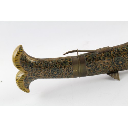 1186 - A KASHMIR 19TH CENTURY CARVING KNIFE AND FORK IN FORM OF FISH