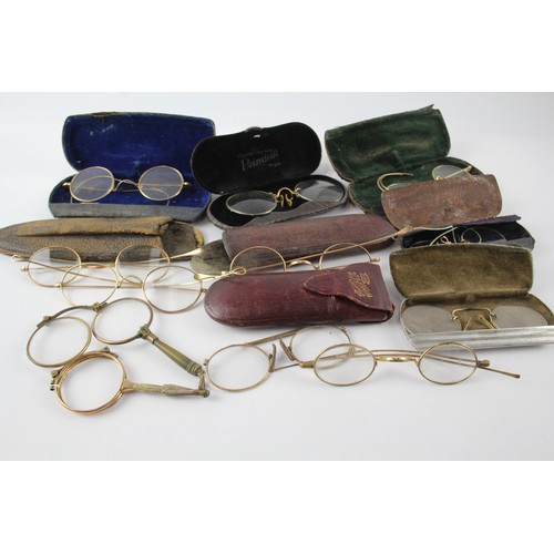 1192 - A COLLECTION OF SPECTACLES AND EYEWEAR ANTIQUE/ VINTAGE INCLUDING PRINCE-NEZ AND CASES