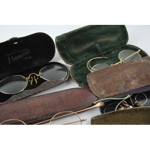 1192 - A COLLECTION OF SPECTACLES AND EYEWEAR ANTIQUE/ VINTAGE INCLUDING PRINCE-NEZ AND CASES