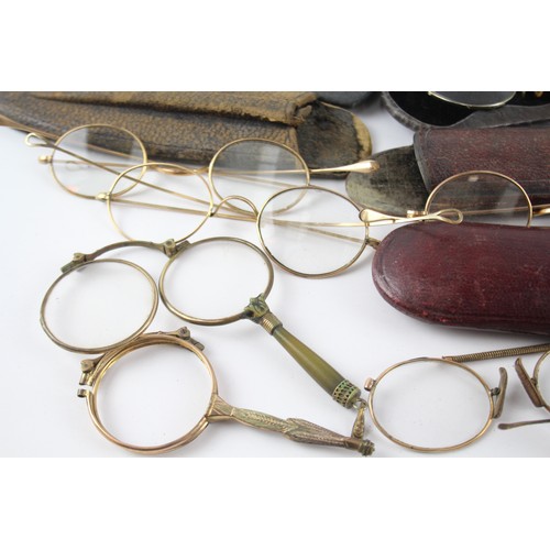 1192 - A COLLECTION OF SPECTACLES AND EYEWEAR ANTIQUE/ VINTAGE INCLUDING PRINCE-NEZ AND CASES