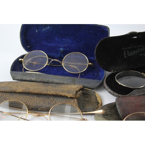 1192 - A COLLECTION OF SPECTACLES AND EYEWEAR ANTIQUE/ VINTAGE INCLUDING PRINCE-NEZ AND CASES